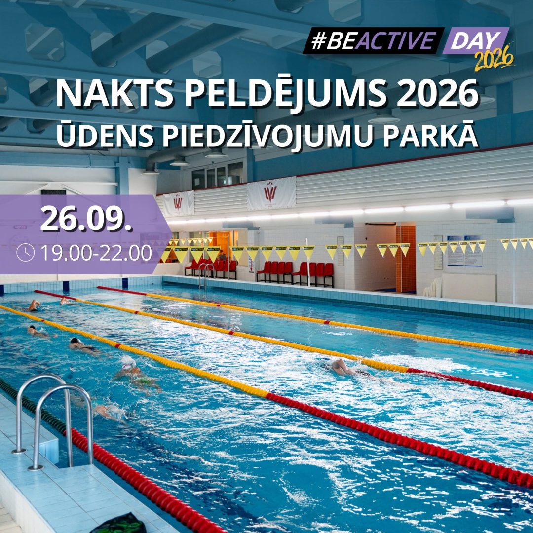 Nakts peldējums ūdens piedzīvojumu parkā, 2026. gada 26. septembrī.