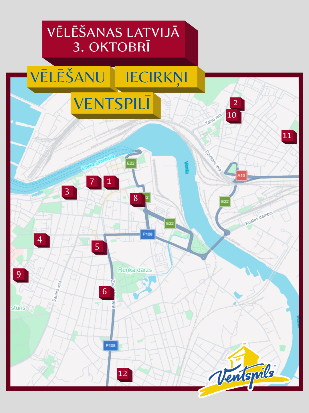 Velesanas Ventspils karte